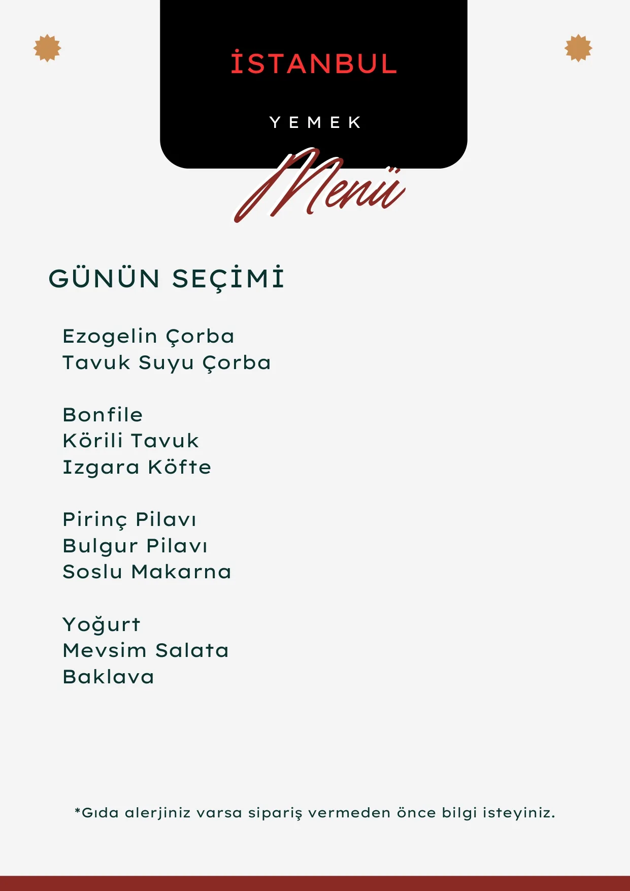 Örnek Menü 1
